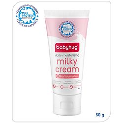 Babyhug Milk Protein Formula Daily Full Body and Face Moisturizing Milky Cream Ideal for Newborn Baby'S Delicate Skin - 50 g