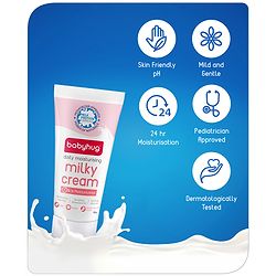 Babyhug Milk Protein Formula Daily Full Body and Face Moisturizing Milky Cream Ideal for Newborn Baby'S Delicate Skin - 50 g