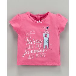 Babyhug Half Sleeves Night Suit Fairy Print - Pink Blue
