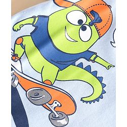Babyhug Half Sleeves Tee Monster Print - Blue