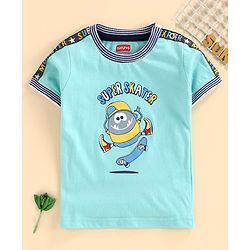 Babyhug Half Sleeves Tee Super Skater Print - Blue