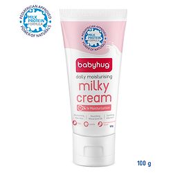 Babyhug Milk Protein Formula Daily Full Body and Face Moisturizing Milky Cream Ideal for Newborn Baby'S Delicate Skin - 50 g