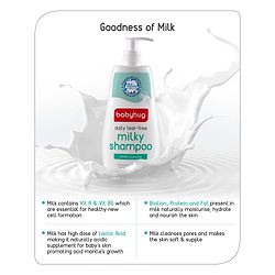Babyhug Milk Protein Formula Daily Tear Free Milky Shampoo Ideal For Newborn Baby'S Delicate Scalp - 100 ml