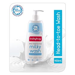Babyhug Milk Protein Formula Daily Head To Toe Milky Wash No Tear Formula For Newborn Baby 2 In 1 Shampoo & Body Wash - 100 ml