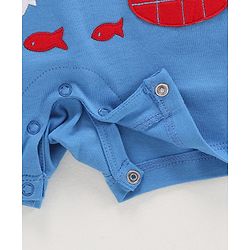 Babyhug 100% Cotton Sleeveless Striped Romper Submarine Patch - Blue