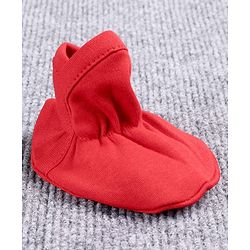 Babyhug 100% Cotton Booties Floral Print - White Red