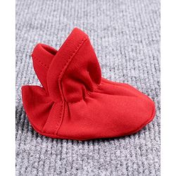 Babyhug 100% Cotton Booties Floral Print - White Red
