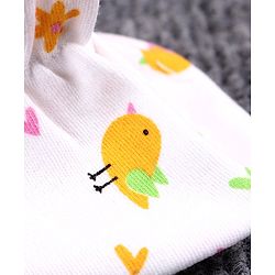 Babyhug 100% Cotton Booties Bird Print Pack of 2 - White Yellow