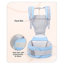 Babyhug Cherish 5-in-1 Hip Seat Baby Carrier:  Ergonomic design with padded straps, Breathable fabric, Foldable head support, storage pockets, and 5 carrying positions for babies up to 15 kg-Grey