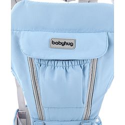 Babyhug Cherish 5-in-1 Hip Seat Baby Carrier:  Ergonomic design with padded straps, Breathable fabric, Foldable head support, storage pockets, and 5 carrying positions for babies up to 15 kg-Grey