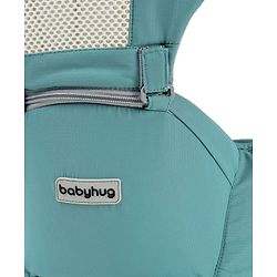 Babyhug Adore 5-in-1 Hip Seat Baby Carrier: Ergonomic, Breathable fabric, Padded straps, Foldable headrest, Secure waist belt, 5 carry positions, and storage pockets for babies up to 15 kg-Green