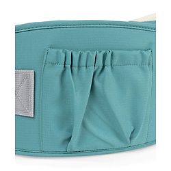 Babyhug Adore 5-in-1 Hip Seat Baby Carrier: Ergonomic, Breathable fabric, Padded straps, Foldable headrest, Secure waist belt, 5 carry positions, and storage pockets for babies up to 15 kg-Green