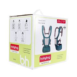 Babyhug Adore 5-in-1 Hip Seat Baby Carrier: Ergonomic, Breathable fabric, Padded straps, Foldable headrest, Secure waist belt, 5 carry positions, and storage pockets for babies up to 15 kg-Green