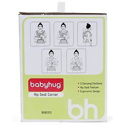 Babyhug Adore 5-in-1 Hip Seat Baby Carrier: Ergonomic, Breathable fabric, Padded straps, Foldable headrest, Secure waist belt, 5 carry positions, and storage pockets for babies up to 15 kg-Green