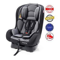 Babyhug Expedition 3 in 1 Convertible Car Seat With Recliner 1 Year Warranty - Black Grey| Side Impact Protection| Head Support| Adjustable Headrest| Safety Harness| Removable & Washable Seat Cover