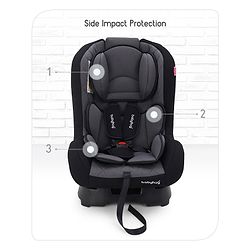 Babyhug Expedition 3 in 1 Convertible Car Seat With Recliner 1 Year Warranty - Black Grey| Side Impact Protection| Head Support| Adjustable Headrest| Safety Harness| Removable & Washable Seat Cover