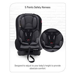 Babyhug Expedition 3 in 1 Convertible Car Seat With Recliner 1 Year Warranty - Black Grey| Side Impact Protection| Head Support| Adjustable Headrest| Safety Harness| Removable & Washable Seat Cover