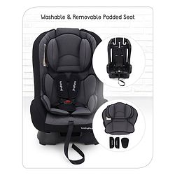 Babyhug Expedition 3 in 1 Convertible Car Seat With Recliner 1 Year Warranty - Black Grey| Side Impact Protection| Head Support| Adjustable Headrest| Safety Harness| Removable & Washable Seat Cover