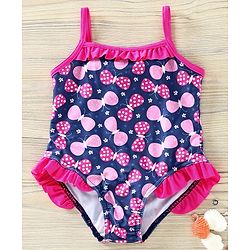 Babyhug V Cut Singlet Swimsuit Butterfly Print - Navy Blue