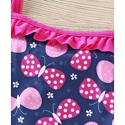Babyhug V Cut Singlet Swimsuit Butterfly Print - Navy Blue