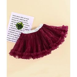 Babyhug Party Wear Net Layered Skirt - Maroon