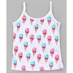 Babyhug 100% Cotton Sleeveless Slips Ice Cream Print Pack of 3 - White Yellow Blue