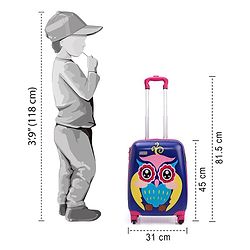 Babyhug Kid's Small 1 Day Trip Trolley Bag Owl Print - 18 Inches| Shock Resistant| Telescopic Handle| Water Resistant| Easy Zipper Closure| Durable Wheels