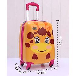 Babyhug Kid's Small 1 Day Trip Trolley Bag Giraffe Print - 18 Inches| Shock Resistant| Telescopic Handle| Water Resistant| Easy Zipper Closure| Durable Wheels