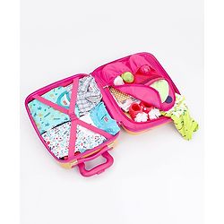 Babyhug Kid's Small 1 Day Trip Trolley Bag Giraffe Print - 18 Inches| Shock Resistant| Telescopic Handle| Water Resistant| Easy Zipper Closure| Durable Wheels