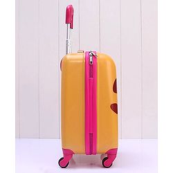 Babyhug Kid's Small 1 Day Trip Trolley Bag Giraffe Print - 18 Inches| Shock Resistant| Telescopic Handle| Water Resistant| Easy Zipper Closure| Durable Wheels
