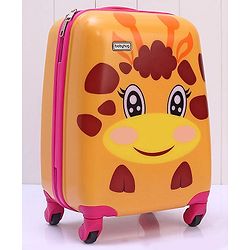 Babyhug Kid's Small 1 Day Trip Trolley Bag Giraffe Print - 18 Inches| Shock Resistant| Telescopic Handle| Water Resistant| Easy Zipper Closure| Durable Wheels
