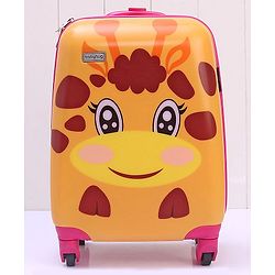 Babyhug Kid's Small 1 Day Trip Trolley Bag Giraffe Print - 18 Inches| Shock Resistant| Telescopic Handle| Water Resistant| Easy Zipper Closure| Durable Wheels