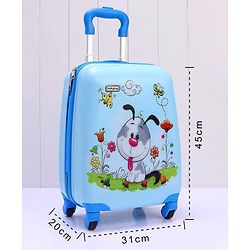 Babyhug Kid's Small 1 Day Trip Trolley Bag Puppy Print - 18 Inches| Shock Resistant| Telescopic Handle| Water Resistant| Easy Zipper Closure| Durable Wheels