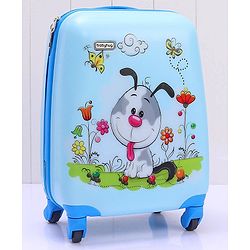 Babyhug Kid's Small 1 Day Trip Trolley Bag Puppy Print - 18 Inches| Shock Resistant| Telescopic Handle| Water Resistant| Easy Zipper Closure| Durable Wheels