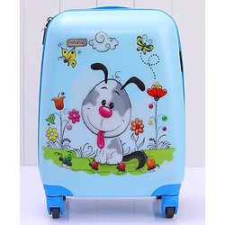 Babyhug Kid's Small 1 Day Trip Trolley Bag Puppy Print - 18 Inches| Shock Resistant| Telescopic Handle| Water Resistant| Easy Zipper Closure| Durable Wheels