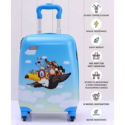 Babyhug Kid's Small 1 Day Trip Trolley Bag Bird Print - 18 Inches| Shock Resistant| Telescopic Handle| Water Resistant| Easy Zipper Closure| Durable Wheels