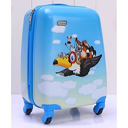 Babyhug Kid's Small 1 Day Trip Trolley Bag Bird Print - 18 Inches| Shock Resistant| Telescopic Handle| Water Resistant| Easy Zipper Closure| Durable Wheels