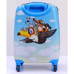 Babyhug Kid's Small 1 Day Trip Trolley Bag Bird Print - 18 Inches| Shock Resistant| Telescopic Handle| Water Resistant| Easy Zipper Closure| Durable Wheels