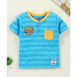 Babyhug Half Sleeves Striped Tee - Blue