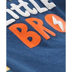 Babyhug Half Sleeves Stripe Tee Super Little Bro Print - Yellow Navy Blue