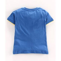 Babyhug Half Sleeves Henley Tee Rocket Print - Blue
