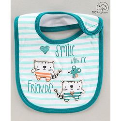 Babyhug Bib Velcro Closure Kitten Patch - Green