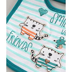 Babyhug Bib Velcro Closure Kitten Patch - Green