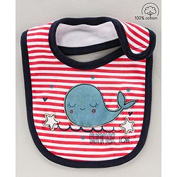 Babyhug Bib Velcro Closure Whale Patch - Multicolor