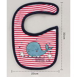 Babyhug Bib Velcro Closure Whale Patch - Multicolor