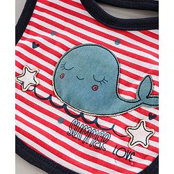 Babyhug Bib Velcro Closure Whale Patch - Multicolor