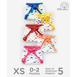 Babyhug Interlock Cloth Nappy Set of 5 Extra Small - Cloud Print