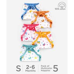 Babyhug Muslin Cloth Nappy Set of 5 Extra Small - Multicolor Printed