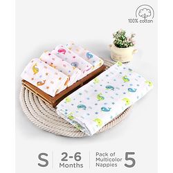 Babyhug Muslin Cloth Nappy Set of 5 Small - Multicolor Printed