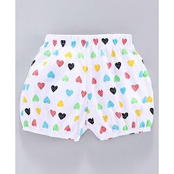 Babyhug 100% Cotton Bloomer Striped & Heart Print Pack of 3 - White Pink